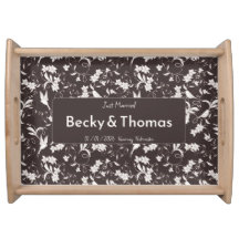 Bride & Groom on dark floral Wedding Party