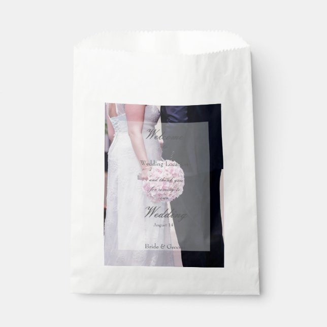 Bride & groom photography editable wedding favour bag (Front)