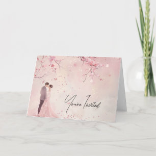 Bride & Groom Pink Theme Wedding Invitation