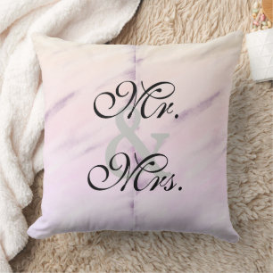 Bride Groom Purple Watercolor Reversible Pillow