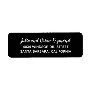 bride groom return address labels / black
