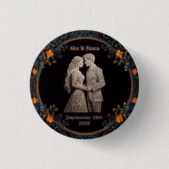 Bride & Groom Royal Classic 3 Cm Round Badge (Front)
