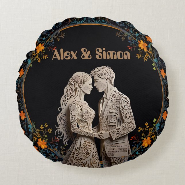 Bride & Groom Royal Classic Round Cushion (Front)