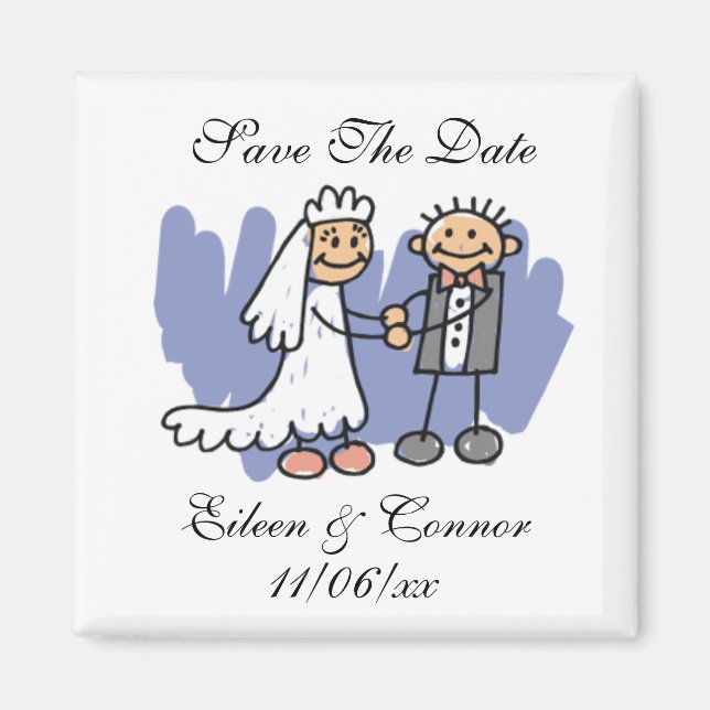 Bride Groom Save The Date Magnets Custom Name (Front)