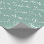 Bride Groom Script Wedding Shower Wrapping Paper<br><div class="desc">Pretty sage green wrapping paper for the bride & groom gifts.  So pretty.</div>