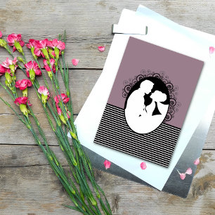 Bride & Groom Silhouettes Save the Date Cards