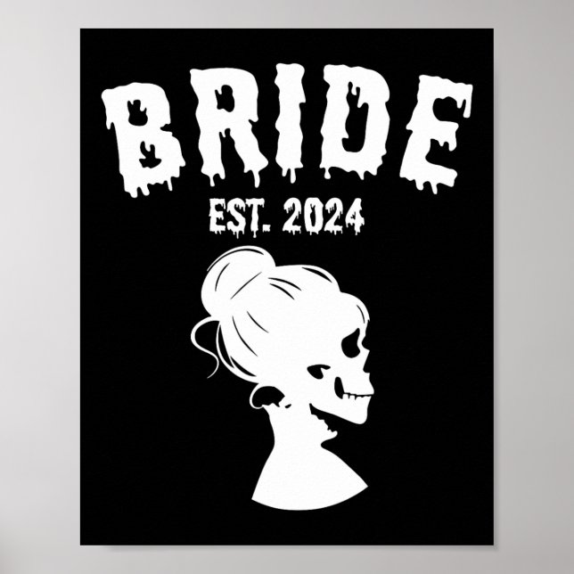 Bride Groom Skeleton Couples Matching Wedding Hall Poster (Front)