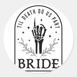 Bride Groom Skeleton Gothic Halloween Engagement W Classic Round Sticker