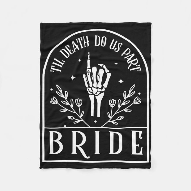 Bride Groom Skeleton Gothic Halloween Engagement W Fleece Blanket (Front)