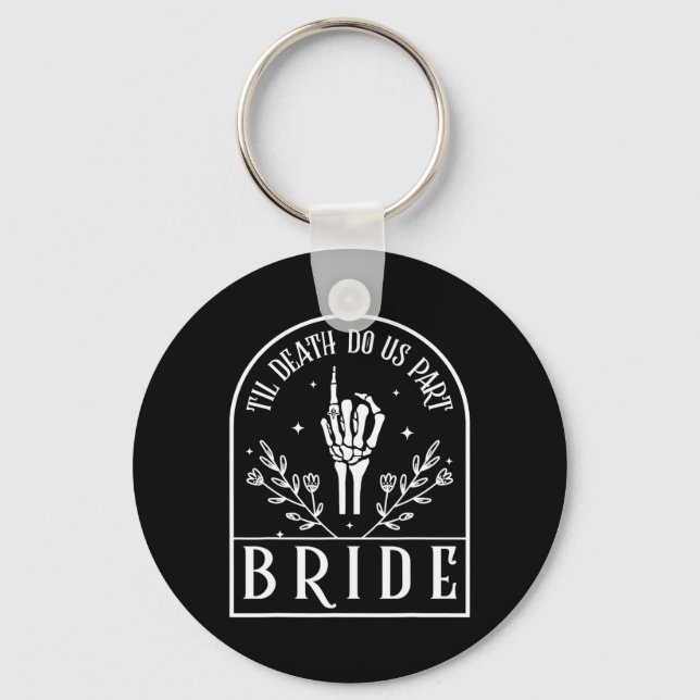 Bride Groom Skeleton Gothic Halloween Engagement W Key Ring (Front)