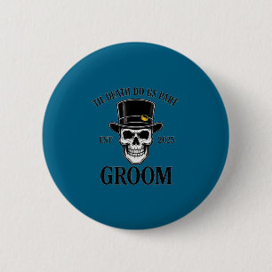 Bride groom skeleton gothic halloween wedding 6 cm round badge
