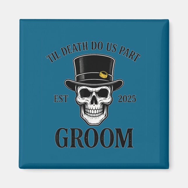 Bride groom skeleton gothic halloween wedding magnet (Front)