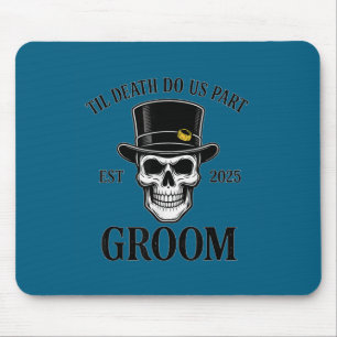Bride groom skeleton gothic halloween wedding mouse pad