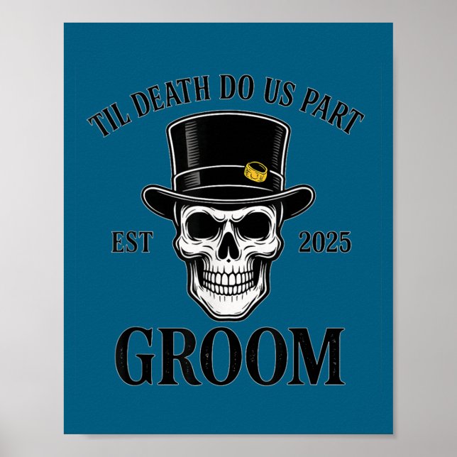 Bride groom skeleton gothic halloween wedding poster (Front)