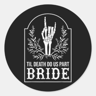 Bride Groom Skeleton Hand Couples Matching Wedding Classic Round Sticker