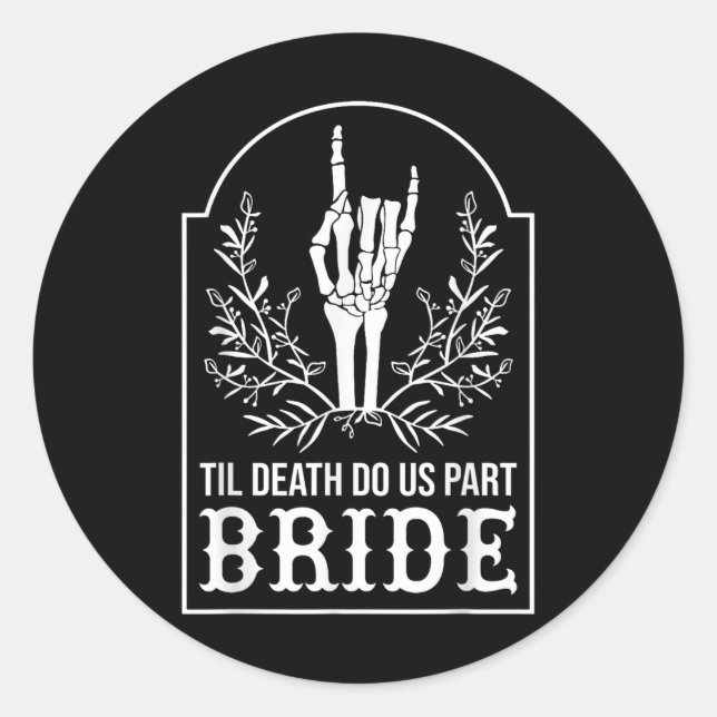 Bride Groom Skeleton Hand Couples Matching Wedding Classic Round Sticker (Front)