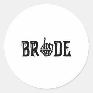 Bride Groom Skeleton Hand Halloween Wedding Bachel Classic Round Sticker