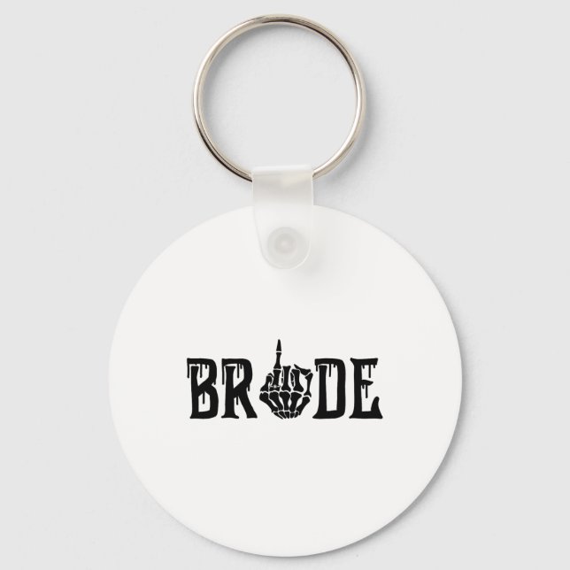Bride Groom Skeleton Hand Halloween Wedding Bachel Key Ring (Front)