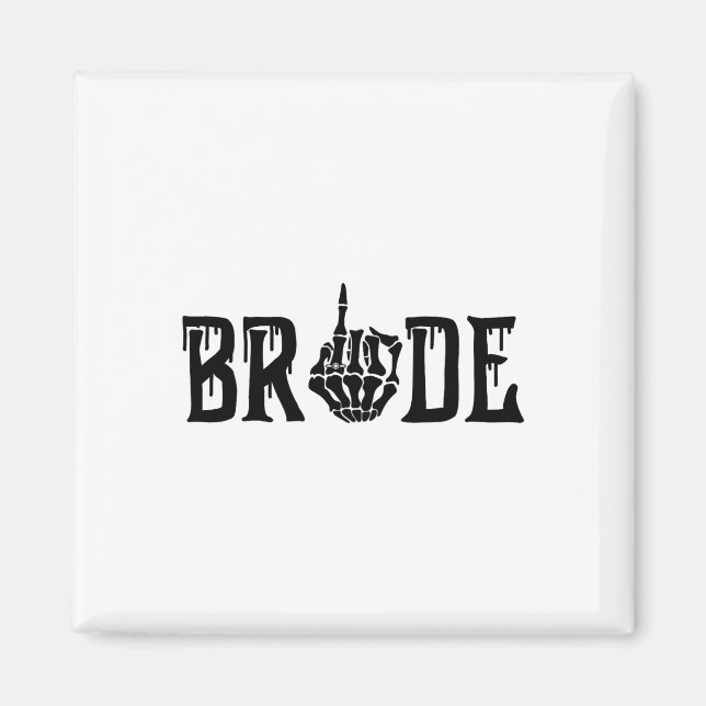 Bride Groom Skeleton Hand Halloween Wedding Bachel Magnet (Front)
