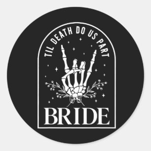 Bride Groom Skeleton Rock Hand Couples Wedding Hal Classic Round Sticker