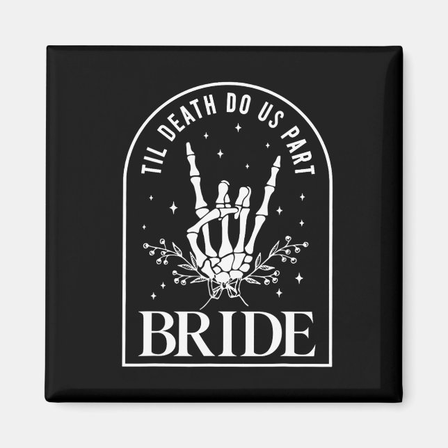 Bride Groom Skeleton Rock Hand Couples Wedding Hal Magnet (Front)
