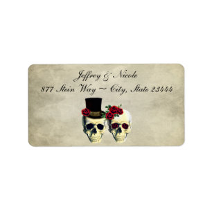Bride & Groom Skull Wedding Label