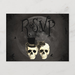 Bride & Groom Skull Wedding RSVP Card