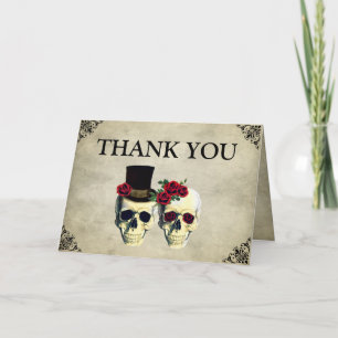 Bride & Groom Skull Wedding Thank You Card