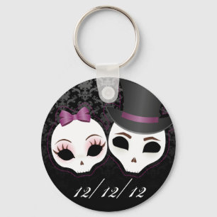 Bride & Groom Skullie (Violet) Key Ring