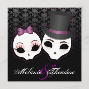 Bride & Groom Skullies (Violet) Invitation