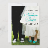 Bride & Groom Sneakers & High Heels Save the Date