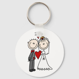 Bride & Groom Stick Figures Wedding I Do  Key Ring