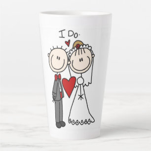 Bride & Groom Stick Figures Wedding I Do  Latte Mug