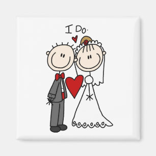 Bride & Groom Stick Figures Wedding I Do Magnet