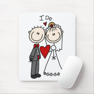 Bride & Groom Stick Figures Wedding I Do Mouse Pad