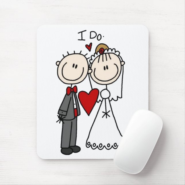 Bride & Groom Stick Figures Wedding I Do  Mouse Pad (With Mouse)
