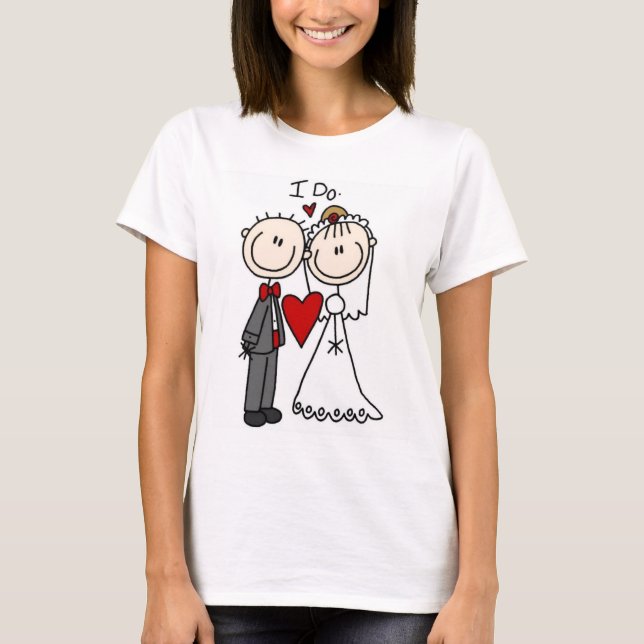 Bride & Groom Stick Figures Wedding I Do Women's T-Shirt (Front)