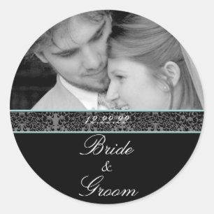 Bride & Groom Sticker Your Photo Aqua Trim