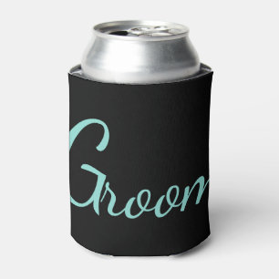 Bride & Groom Teal Blue Bridal Party Groom Can Cooler