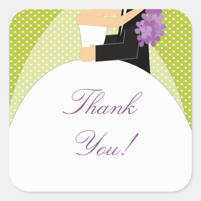 Bride & Groom Thank You Square Sticker! Sticker (Front)