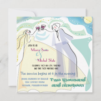 Bride & Groom Toasting Wedding Invitation Invite