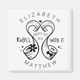 Bride & Groom Toilet Paper Roll Save The Date Magnet