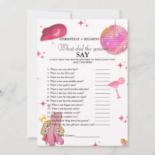  Bride & groom trivia bridal shower game Card