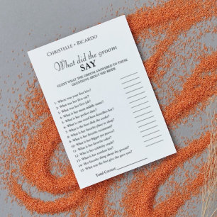 Bride & groom trivia bridal shower game Card