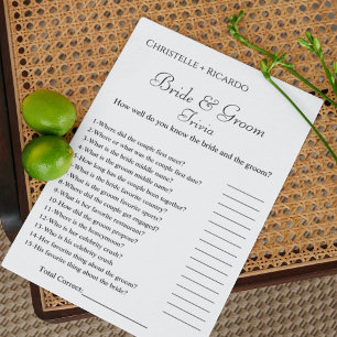 Bride & groom trivia bridal shower game Card