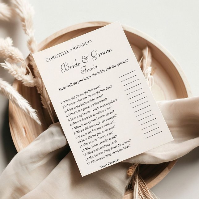 Bride & groom trivia bridal shower game Card (Creator Uploaded)
