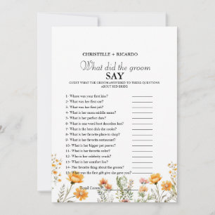 Bride & groom trivia bridal shower game Card