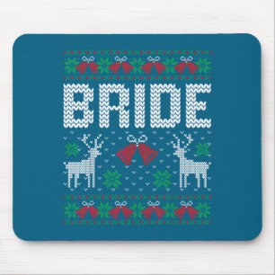 Bride groom ugly christmas sweater married couple mouse pad
