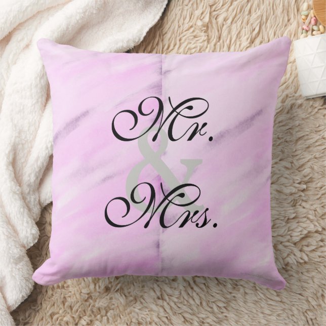 Bride Groom Violet White Watercolor Reversible Cushion (Blanket)