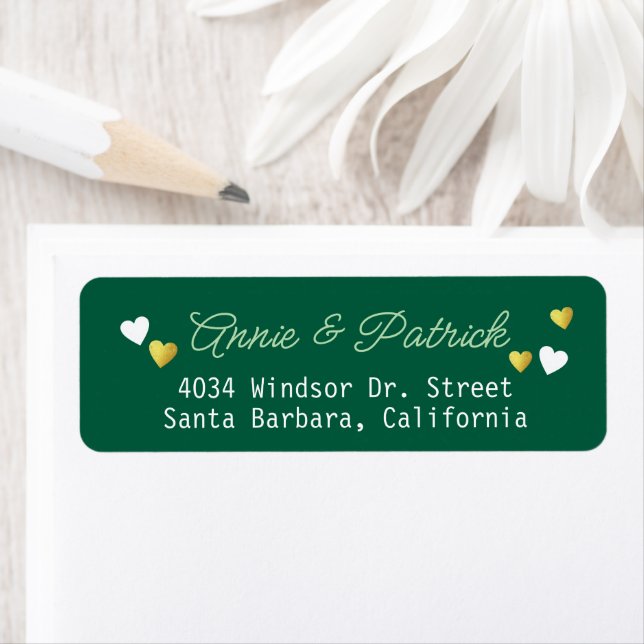Bride Groom Wedding Addressing Green Return Address Label (Insitu)